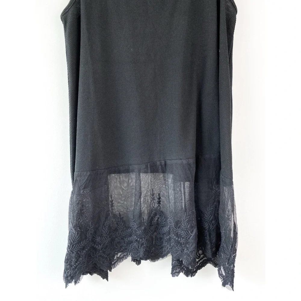 Umgee‎ Womens Lace Trim Tank Top S Black Crochet Festival Bohemian Casual